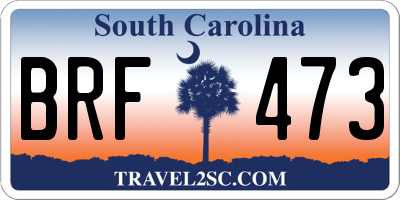 SC license plate BRF473