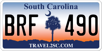 SC license plate BRF490