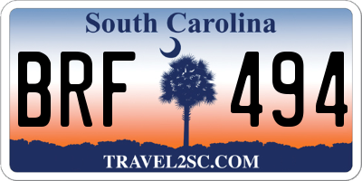 SC license plate BRF494