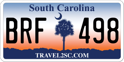 SC license plate BRF498