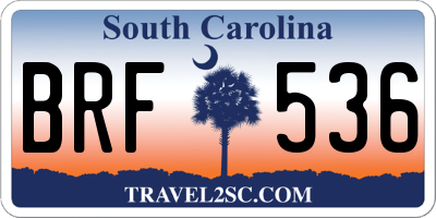 SC license plate BRF536