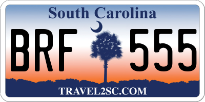 SC license plate BRF555