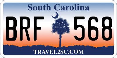 SC license plate BRF568