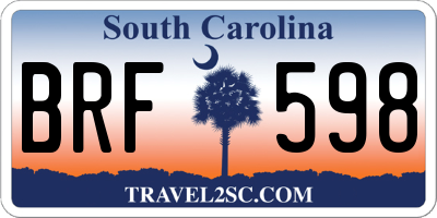 SC license plate BRF598
