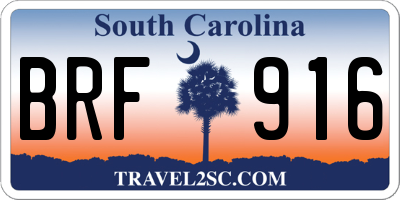 SC license plate BRF916