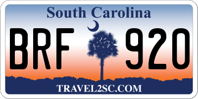 SC license plate BRF920
