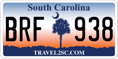 SC license plate BRF938
