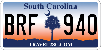 SC license plate BRF940