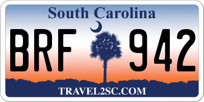 SC license plate BRF942