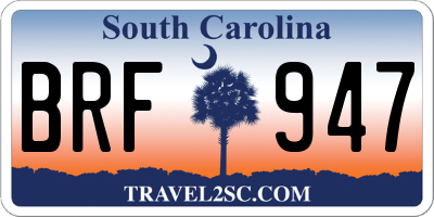 SC license plate BRF947