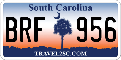 SC license plate BRF956