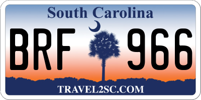 SC license plate BRF966