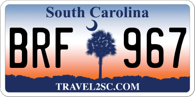 SC license plate BRF967