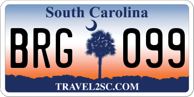 SC license plate BRG099