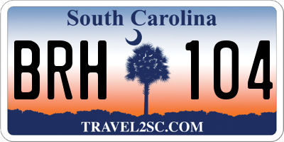 SC license plate BRH104