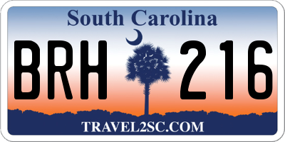 SC license plate BRH216