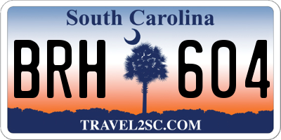 SC license plate BRH604
