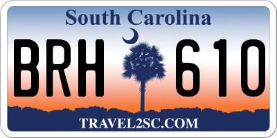 SC license plate BRH610