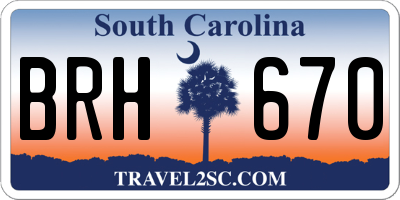 SC license plate BRH670