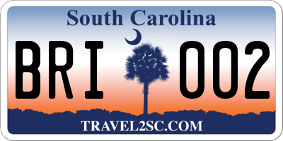 SC license plate BRI002