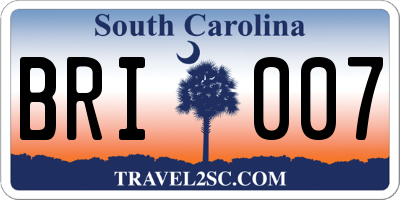 SC license plate BRI007