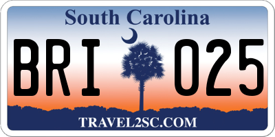 SC license plate BRI025