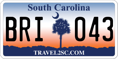 SC license plate BRI043