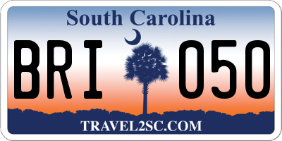 SC license plate BRI050