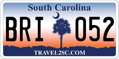 SC license plate BRI052