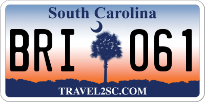 SC license plate BRI061
