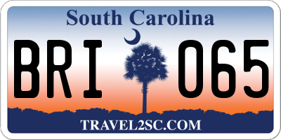 SC license plate BRI065