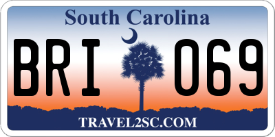 SC license plate BRI069