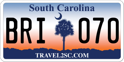 SC license plate BRI070