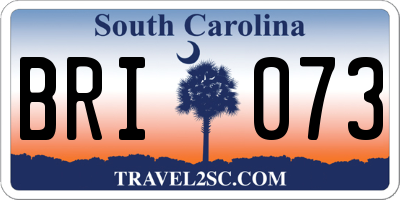 SC license plate BRI073
