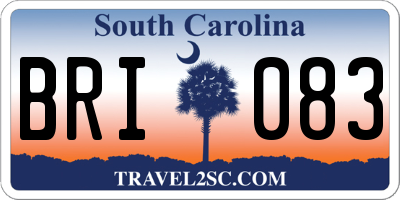 SC license plate BRI083