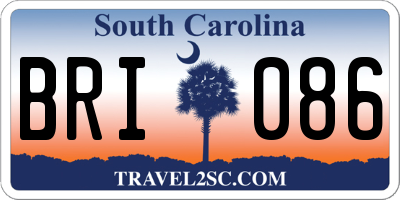 SC license plate BRI086
