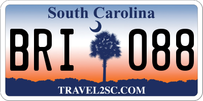 SC license plate BRI088