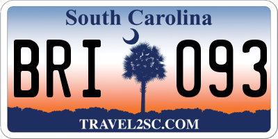 SC license plate BRI093