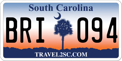 SC license plate BRI094