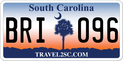 SC license plate BRI096