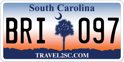 SC license plate BRI097