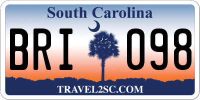 SC license plate BRI098