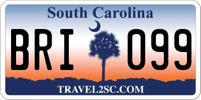 SC license plate BRI099