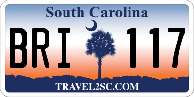 SC license plate BRI117