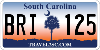SC license plate BRI125