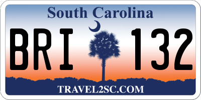 SC license plate BRI132