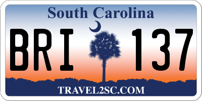 SC license plate BRI137