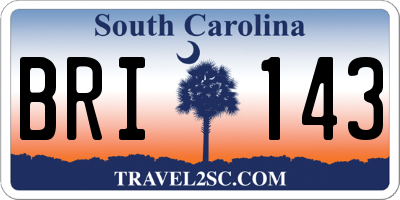 SC license plate BRI143