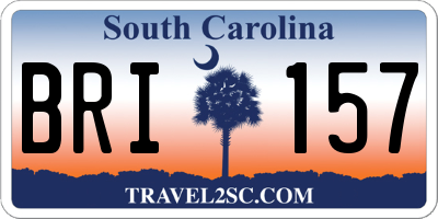 SC license plate BRI157