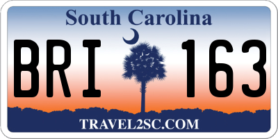 SC license plate BRI163